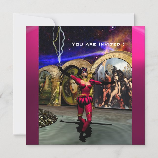 ANDROID BALLET,Red Pink Blue Science Fiction Invitation (Front)