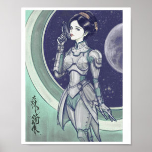 Android Girlfriend in Space - Sci-Fi Armour Poster