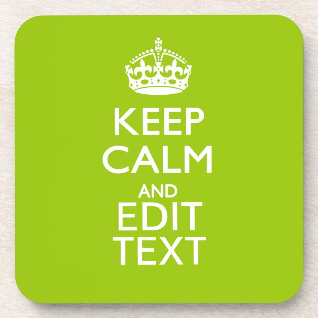 Android Green Decor Keep Calm And Your Text Coaster (Front)