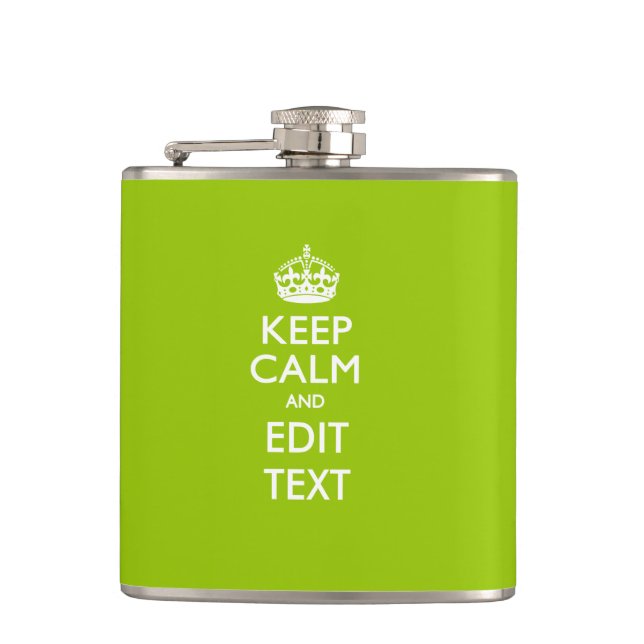 Android Green Style Keep Calm And Your Text Hip Flask (Front)