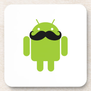 Android Robot Black Moustache Graphic Coaster