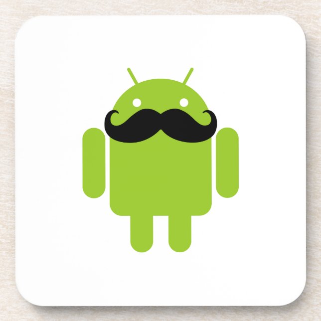 Android Robot Black Moustache Graphic Coaster (Front)