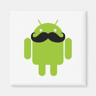 Android Robot Black Moustache Graphic Magnet
