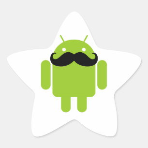 Android Robot Black Moustache Graphic Star Sticker