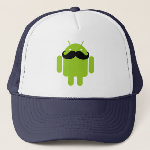 Android Robot Black Moustache Graphic Trucker Hat
