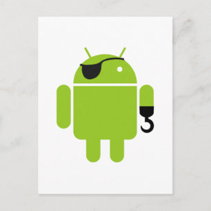 Android Robot Icon as a Pirate Postcard