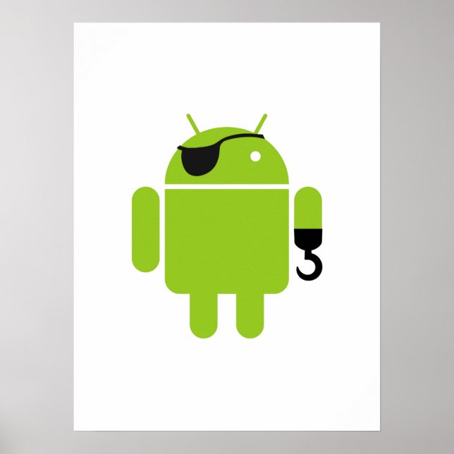 Android Robot Icon as a Pirate Poster (Front)