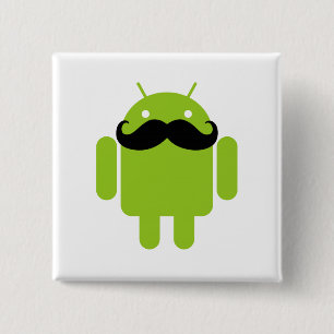 Android Robot Icon Moustache 15 Cm Square Badge