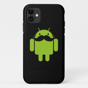 Android Robot Icon Moustache on Black Case-Mate iPhone Case