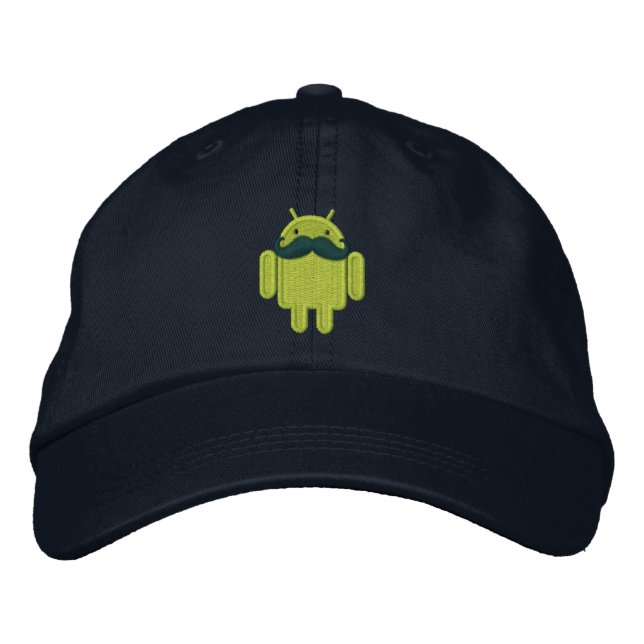 Android Robot Moustache Embroidery Embroidered Hat (Front)