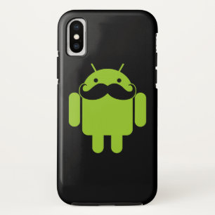 Android Robot Moustache on Black iPhone X Case