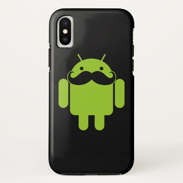 Android Robot Moustache on Black Case-Mate iPhone Case (Back)