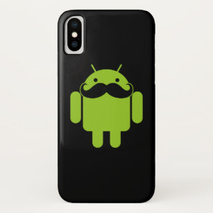 Android Robot Moustache on Black Case-Mate iPhone Case