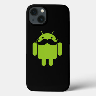 Android Robot Moustache on Black iPhone 13 Case