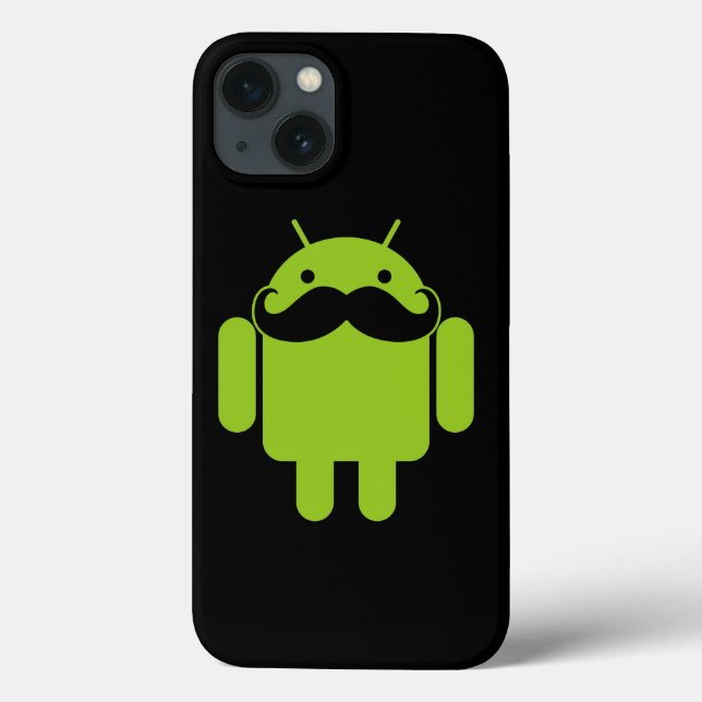 Android Robot Moustache on Black Case-Mate iPhone Case (Back)
