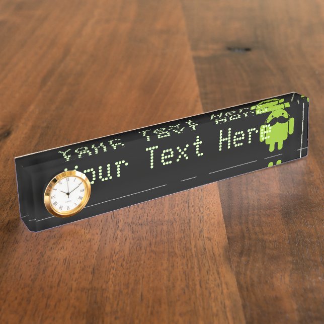 Android Robot Moustache on Black Nameplate (Side)