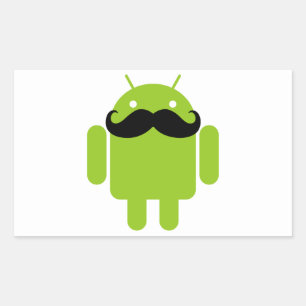 Android Robot Moustache Rectangular Sticker