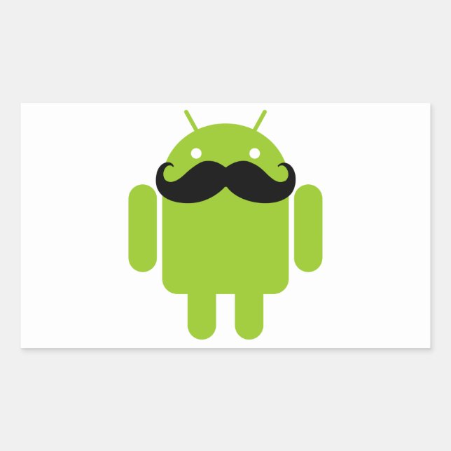 Android Robot Moustache Rectangular Sticker (Front)