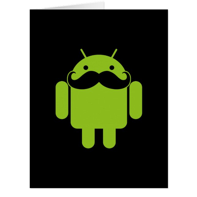 Android Robot Moustache Style on Black (Front)