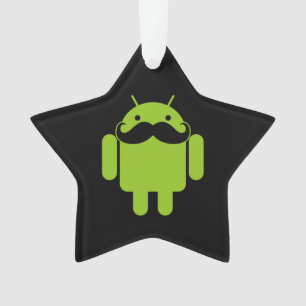 Android Robot Moustache Style on Black Ornament