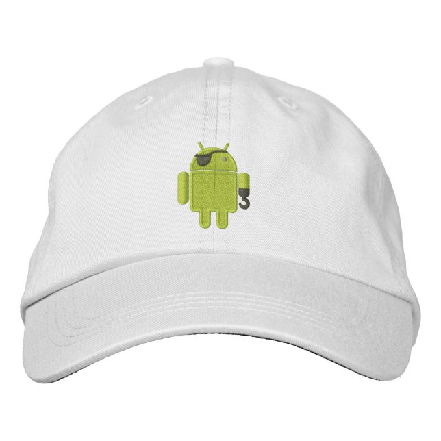 Android Robot Pirate Embroidery Embroidered Hat (Front)