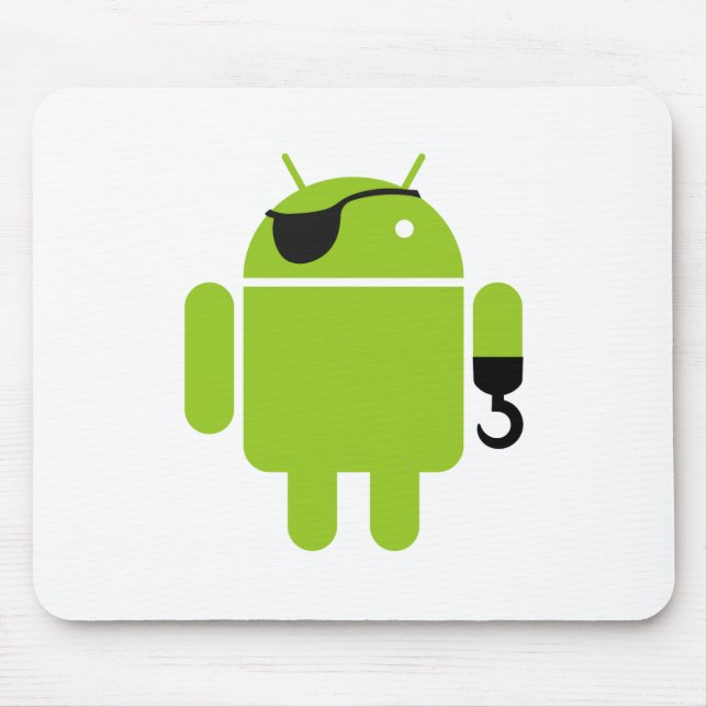 Android Robot Pirate Graphic Mouse Pad (Front)