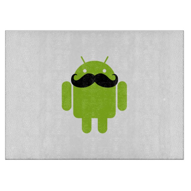 Android Robot Whimsical Moustache Style Cutting Board (Front)