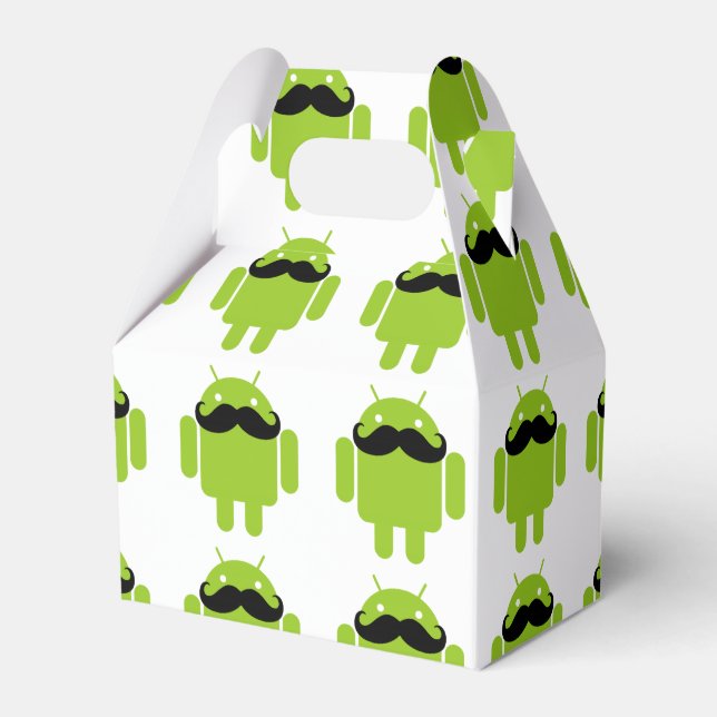 Android Robot Whimsical Moustache Style Favour Box (Front Side)