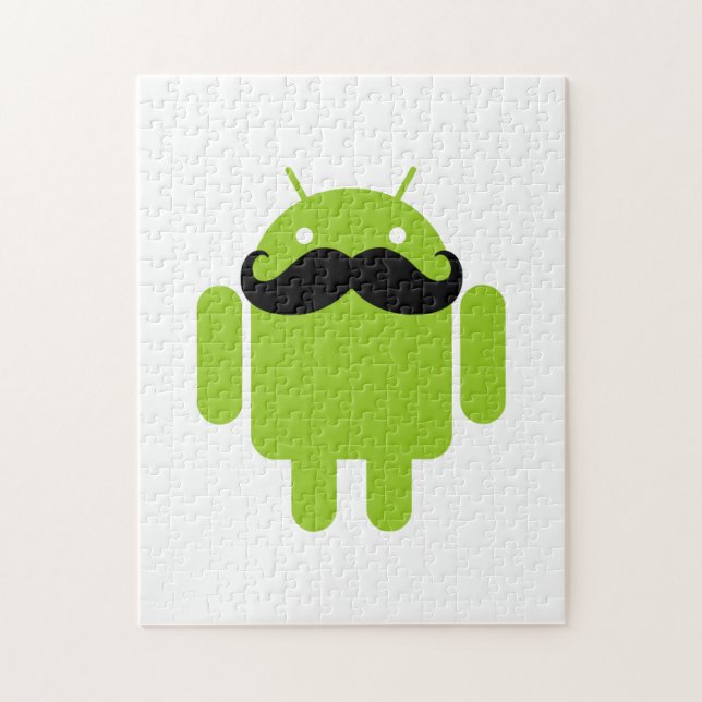 Android Robot Whimsical Moustache Style Jigsaw Puzzle (Vertical)