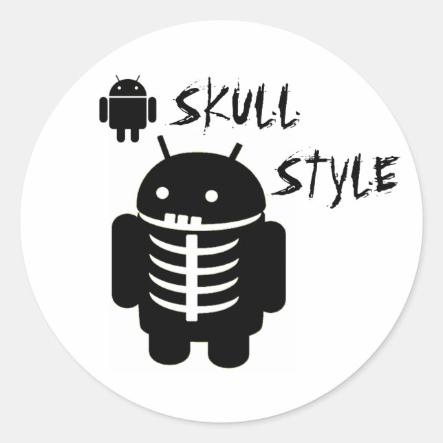 Android SKULL STYLE Classic Round Sticker (Front)