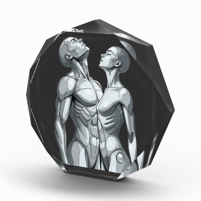 Android Union: Cyborg Couple Futuristic Art Poster Photo Block (Right)