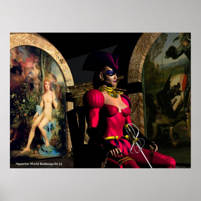 ANDROID XENIA IN HYPERION'S ORBITER  Sci-Fi Poster (Front)