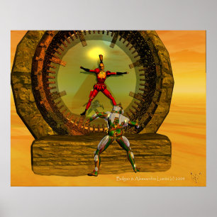 ANDROID XENIA MEETS TITAN IN DESERT Sci Fi Poster