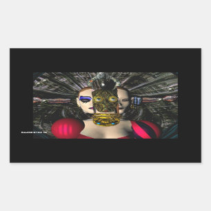 ANDROID XENIA SPACESHIP PILOT,Science Fiction Rectangular Sticker
