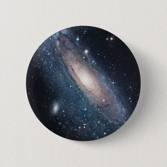 andromeda galaxy milky way cosmos universe 6 cm round badge (Front)