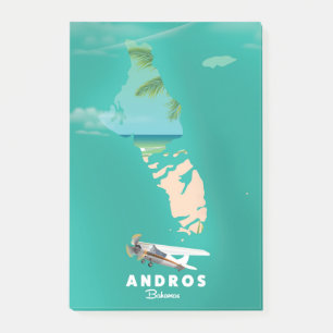 Andros Bahamas Vacation map. Post-it Notes
