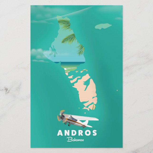 Andros Bahamas Vacation map. Stationery (Front)