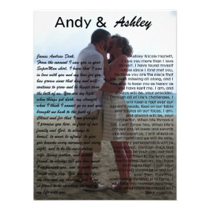 Andy & Ashley, wedding pic with vows Photo Print