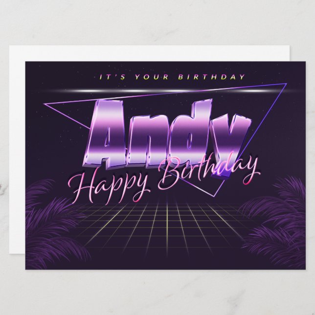 Andy Name First Name pura retro card Birthday (Front/Back)
