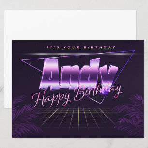 Andy Name Vorname lila retro Karte Geburtstag Card