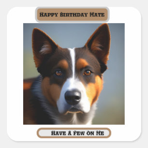 Andy The Australian Blue Heeler, Square Sticker