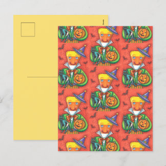 ANDY THE CANDY CORN MAN, BLACK CAT & JACK Colourfu Holiday Postcard