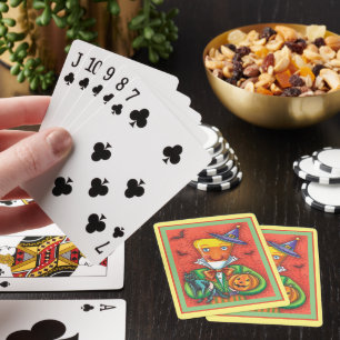ANDY THE CANDY CORN MAN, BLACK CAT & JACK Colourfu Playing Cards