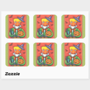 ANDY THE CANDY CORN MAN, BLACK CAT & JACK Colourfu Square Sticker