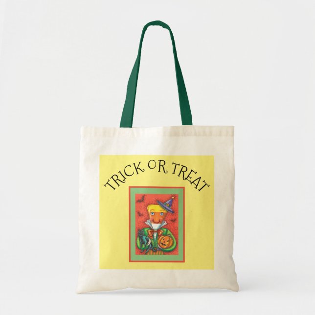 ANDY THE CANDY CORN MAN, BLACK CAT & JACK Colourfu Tote Bag (Front)
