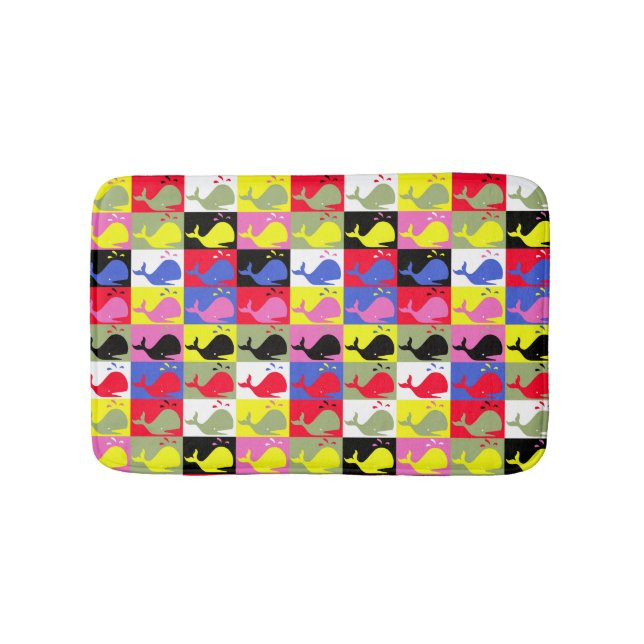 Andy Whale-Hole™ pattern_Lots o' little whales Bath Mat (Front)