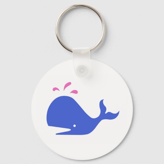 Andy Whale Singletons_blue,pink on white Key Ring (Front)