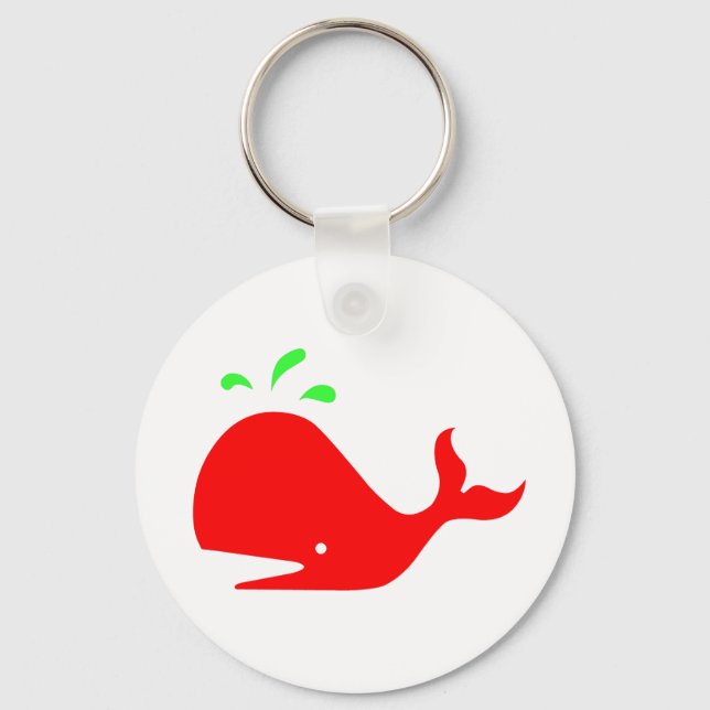 Andy Whale Singletons_red,green on white Key Ring (Front)