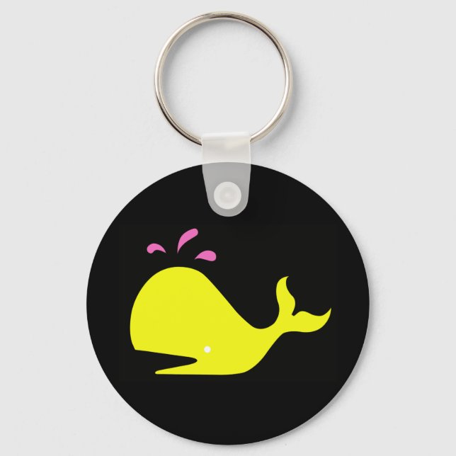 Andy Whale Singletons_yellow,pink on black Key Ring (Front)