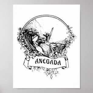 Anegada, Bvi Vintage Retro Surfing Surfer Vacation Poster